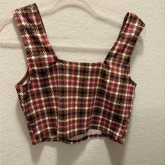 Madden NYC Brown and Pink Fitted Crop Tank Top Size L - Picture 3 of 3